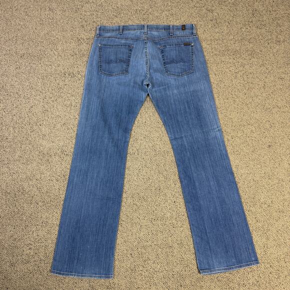 7 For All Mankind Brett Boot Straight Blue Denim Jeans US Men's 38X34 - Picture 4 of 8